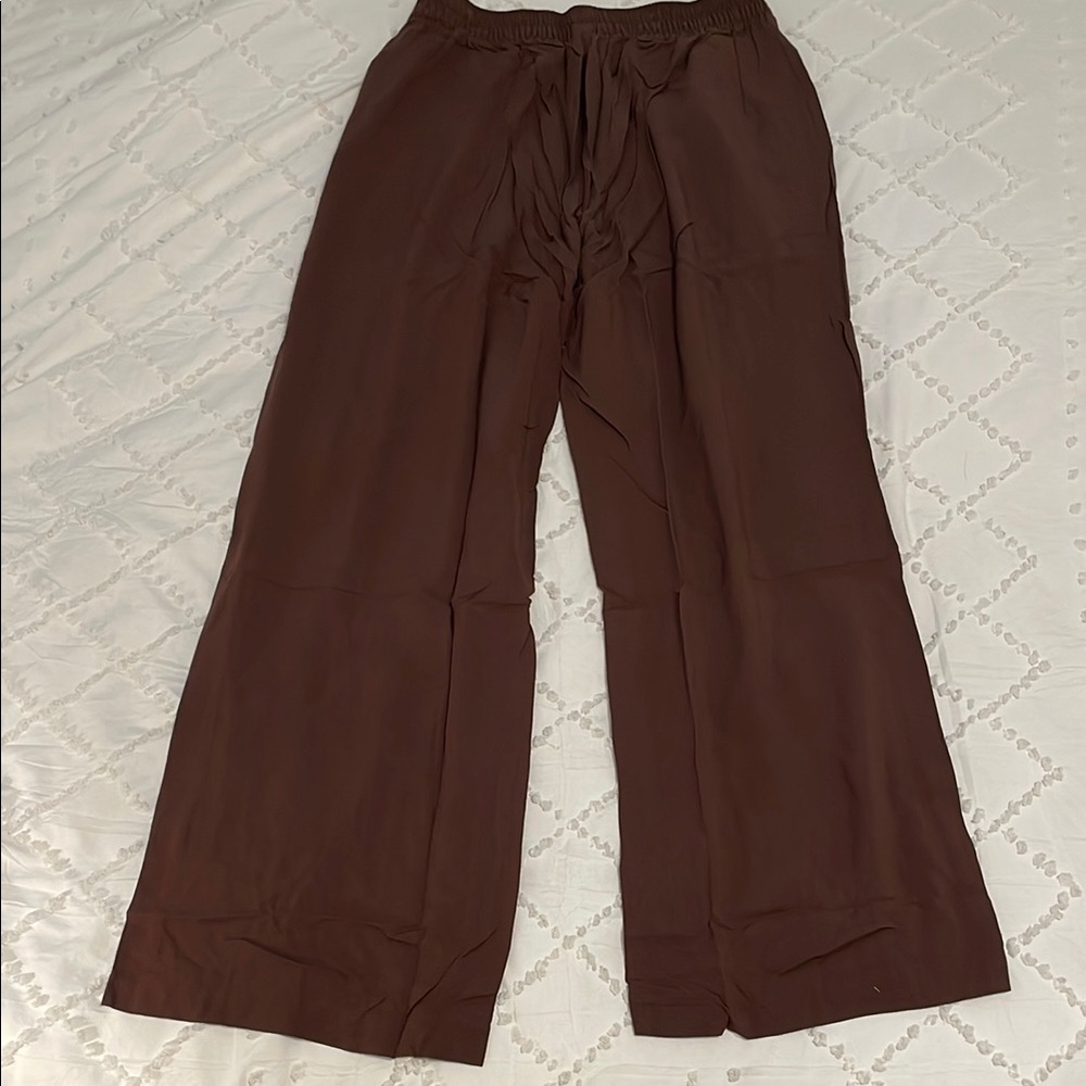 Old Navy Women's Wide Leg linen Pants  Brown nwt large tall - Picture 6 of 12